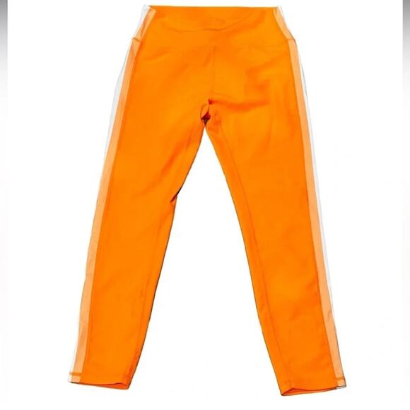 Wilo Pants - WILO THE LABEL Ribbed Leggings Orange With Side Stripes Size S NWT